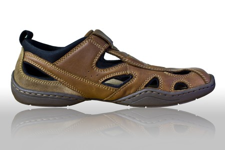 Male leather shoes isolated in white の写真素材