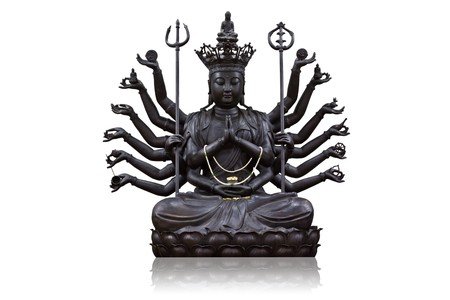 The images of Guanyin black on white backgroundの写真素材