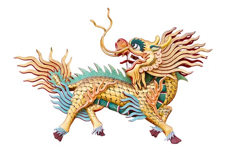 Chinese unicorn in Chinese temple at Chonburi Thailandの写真素材