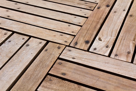 Patterns and textures of a wooden planks pavementの写真素材