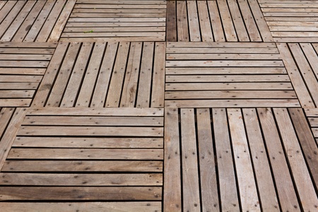 Patterns and textures of a wooden planks pavementの写真素材