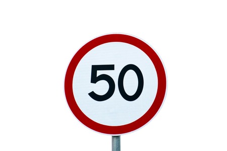 Traffic sign speed limit 50 isolated on a white background
