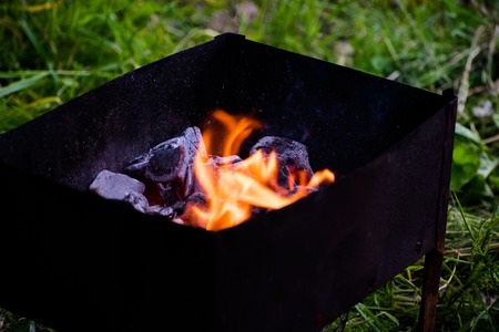 Barbecue for shish kebabs, barbecue charcoals, coal in the grill.