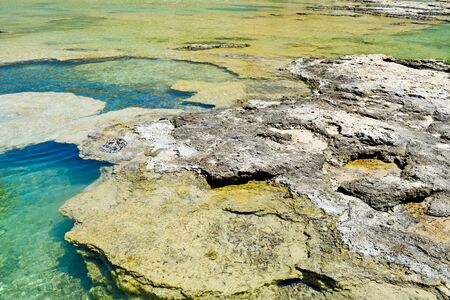 Magical turquoise water, lagoons and sea hollows. Balos bay in Crete island, Greece.の写真素材
