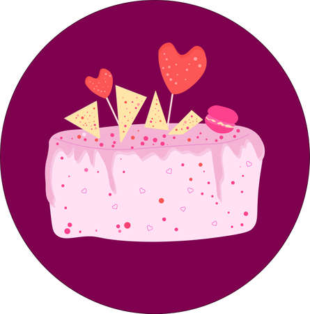 Beautiful pink cake for childrens and teens birthday, valentines day.のイラスト素材