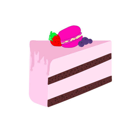 Beautiful pink slice of cake for childrens and teens birthday, Valentines Day.