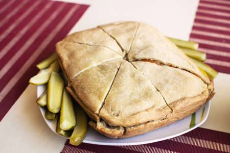 Azerbaijan Shah pilaf. Khan pilaf in a pita. Traditional oriental dish.