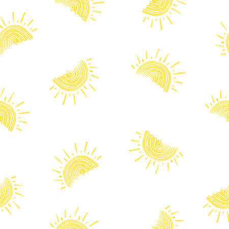Cute seamless pattern of sun. Bright and beautiful design for kids clothes, packaging and stationery.のイラスト素材