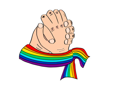 Two men are holding hands. Lgbt symbol. Lgbt love and couple.のイラスト素材