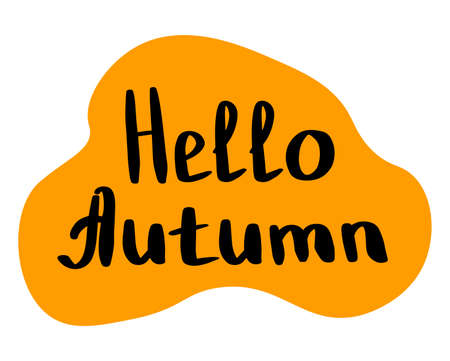 Hello Autumn lettering for banner, flyers, and postcards. Design element.のイラスト素材
