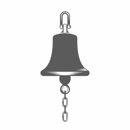 Vector illustration of a ship bell silhouette in the old-fashioned style and line-art style. Can be used as a tattooのイラスト素材