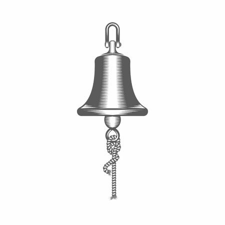 Vector illustration of a ship bell in the old-fashioned style and line-art style. Can be used as a tattooのイラスト素材