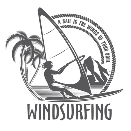 isolated illustration emblems man on board sailing in vintage style on a white backgroundのイラスト素材