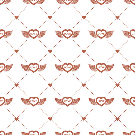vector pattern winged heart on a white background for Valentines day.のイラスト素材