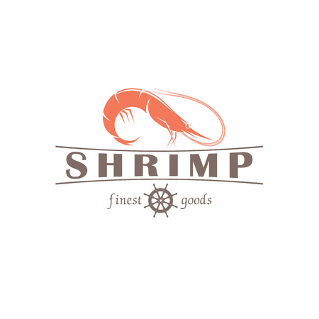 illustration emblem seafood restaurant on a white background with a picture of an shrimpのイラスト素材
