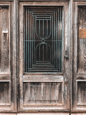 Charm of Venice, narrow canals, old architecture, old door, close viewの写真素材