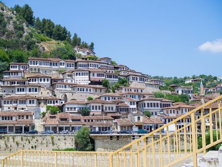 BERAT, ALBANIA - June 2018: Historical town Berat, ottoman architecture in Albania, he city of a thousand windows.のeditorial素材