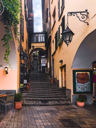 Italy, Como - May 2018: Beautiful city of Como in Italy during a spring and rainy dayのeditorial素材
