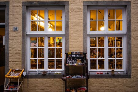 Bremen, Germany, January, 2019 - Windows of colorful houses in historic Schnoorviertel in Bremen, Germany.のeditorial素材