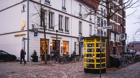 Bremen, Germany, January, 2019 - Colorful houses in historic Schnoorviertel in Bremen, Germany. Bannerのeditorial素材