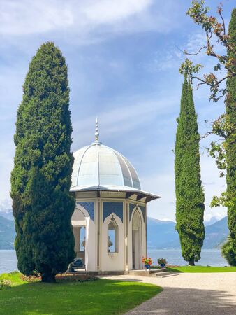 Botanical garden of villa Melzi and lake Comoのeditorial素材