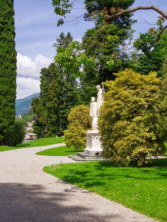 Botanical garden of villa Melzi and lake Comoのeditorial素材