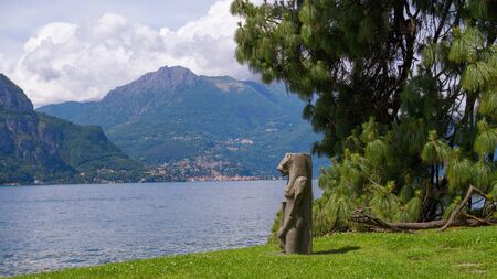 Botanical garden of villa Melzi and lake Comoのeditorial素材