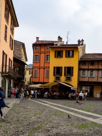 Como, ITALY - MAY, 2018: People on a cozy streets of Como cityのeditorial素材