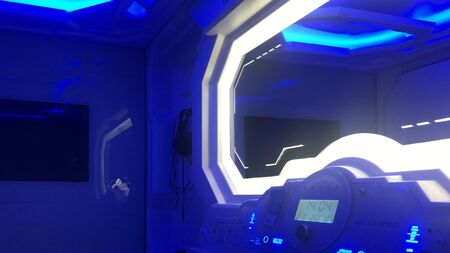 MOSCOW, RUSSIA - September, 2019: Insight and outside of the Capsule Hotel at Vnukovo International Airportのeditorial素材