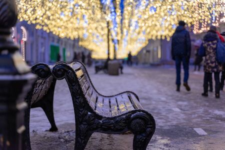 Moscow, Russia, January, 2019 - Red Square, Moscow state department store and Big Theatre at night Christmas decorationのeditorial素材