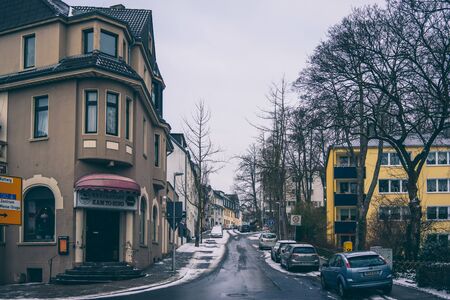 Essen, Germany - January 2019: City street view of town Essen in Rhrgebiet in a sunny dayのeditorial素材
