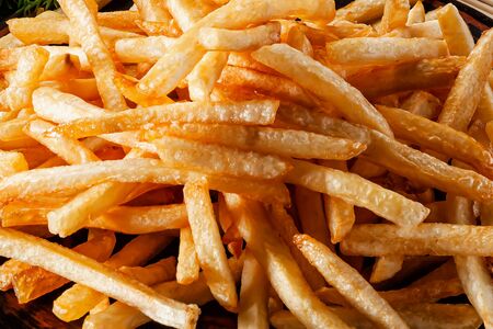 french fries top view close-up food backgroundの写真素材