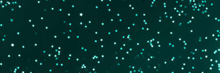 Festive blue green background with many many silver stars. Christmas, New Year or Birthday theme concept. An ideal backdrop for your banner or web design. Banner for happy holidays presentationの写真素材