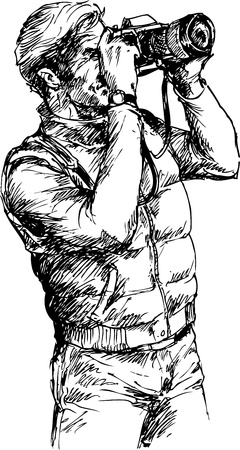 photographer hand drawnのイラスト素材