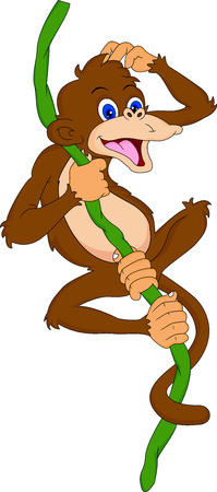 cute monkey cartoon hanging