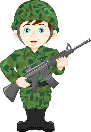 army soldier boy posingのイラスト素材