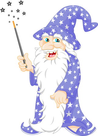 old Wizard holding a magic wandのイラスト素材