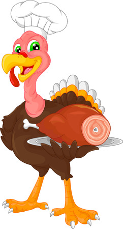 cute chef turkey bird cartoonのイラスト素材