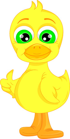 Cute baby duck cartoon thumb upのイラスト素材