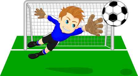 Soccer football goal keeper saving a goalのイラスト素材