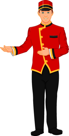 Cute bellboy hotel service.のイラスト素材