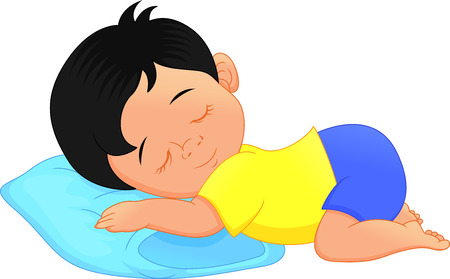 Cute little boy sleeping on a pillow cartoon Vector illustration.のイラスト素材