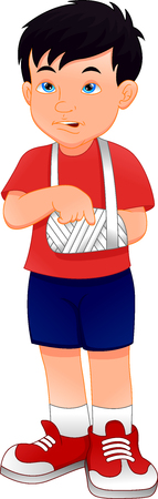 Injured boy with broken armのイラスト素材