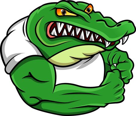 cute muscle crocodile cartoonのイラスト素材