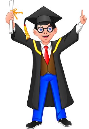 congratulations young boy graduate thumb upのイラスト素材