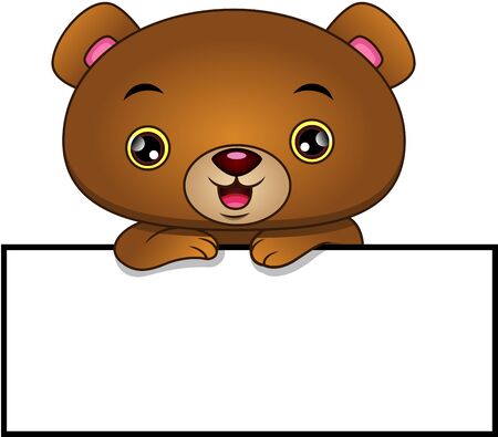 cute bear and blank signのイラスト素材