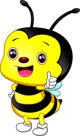 cute bee cartoon thumb upのイラスト素材