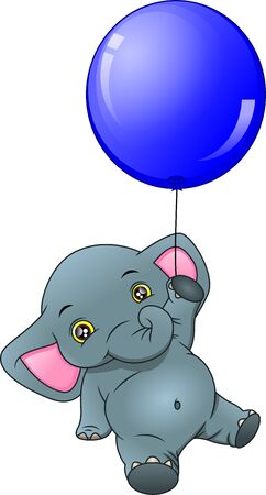 cute elephant holding a balloonのイラスト素材