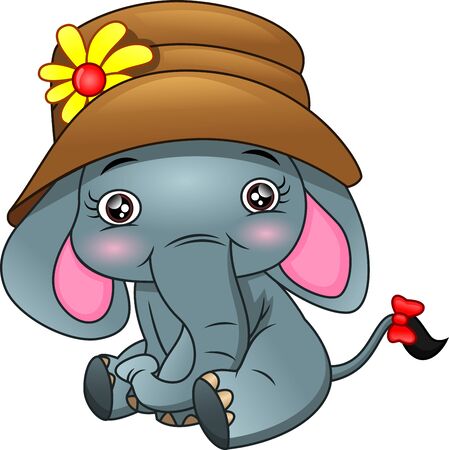 cute elephant wearing a hatのイラスト素材