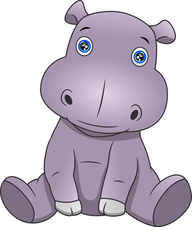 cute hippo cartoon on a white backgroundのイラスト素材
